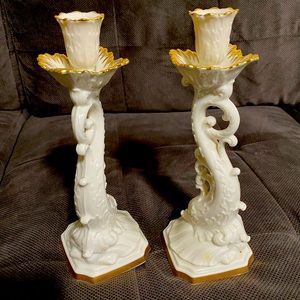 A pair of Lenox 24K gold candle holders